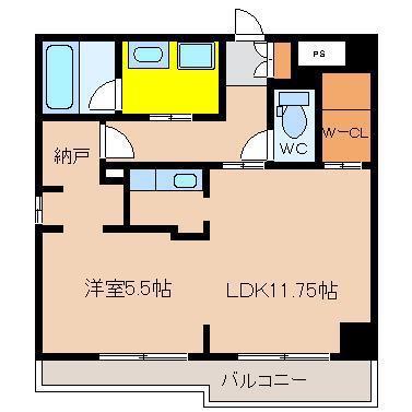 AINA公園通(1SLDK/5階)の間取り写真