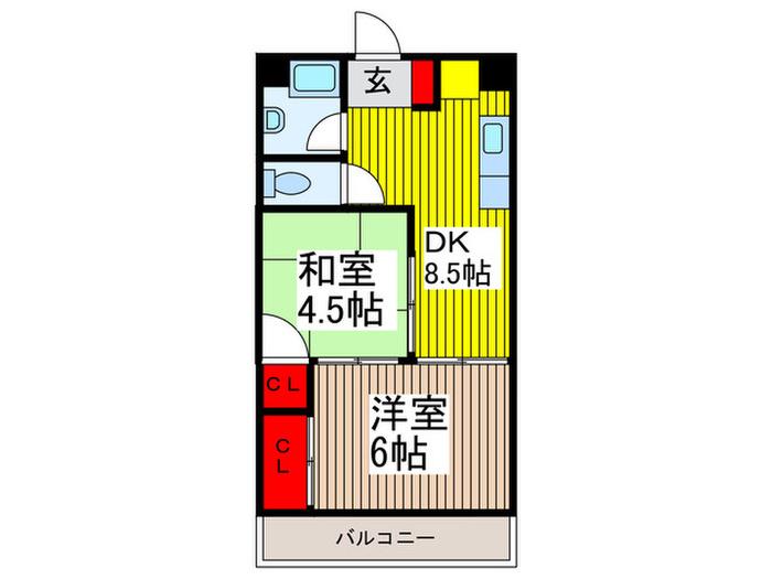 EXCEED川口(2DK/6階)の間取り写真