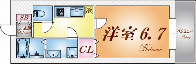 ソルディア垂水(1K/2階)の間取り写真