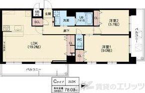 スプランディッド茨木天王(2LDK/3階)の間取り写真