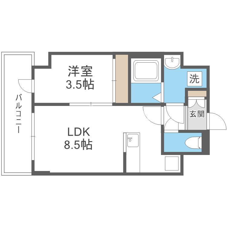 グランパシフィック東今里INNOVATION(1LDK/5階)の間取り写真