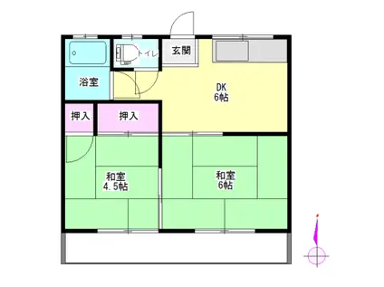 第一新栄荘(2DK/1階)の間取り写真