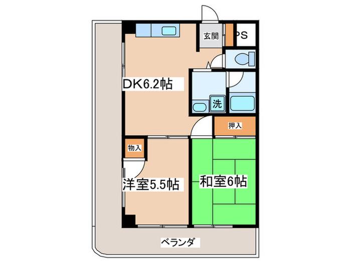 三ツ木駅前ビル(2DK/4階)の間取り写真