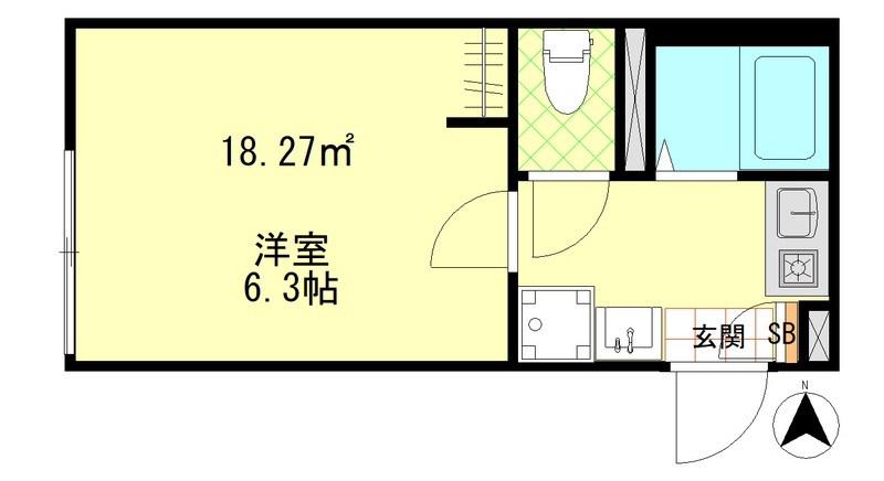 ルミナス千住大橋(1K/2階)の間取り写真