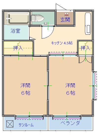 ハイツ中島(2K/1階)の間取り写真