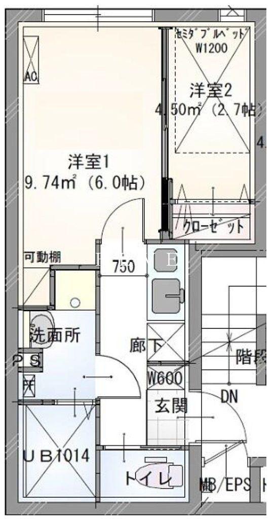 ラヴィエール秋葉原(2K/3階)の間取り写真