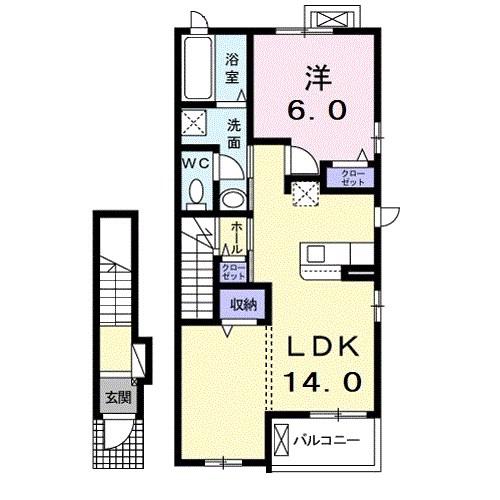 SAKURASSIMO豊楽(1LDK/2階)の間取り写真