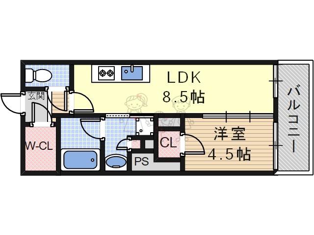 PHOERME TENNOJI イースト(1LDK/4階)の間取り写真
