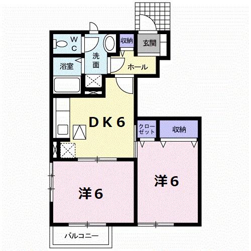 フレグランスしらさぎB(2DK/1階)の間取り写真