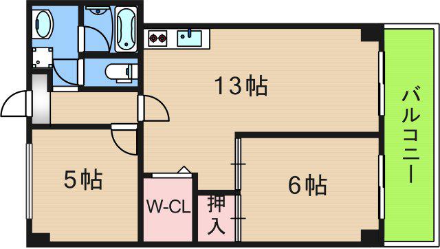 LAKIA MAISON帝塚山西(2LDK/4階)の間取り写真