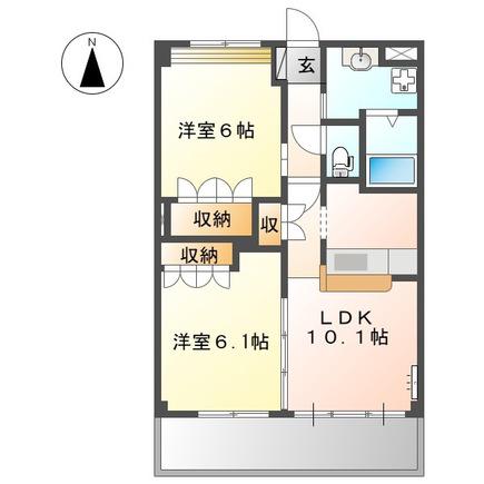 コンフォール前田III(2LDK/2階)の間取り写真