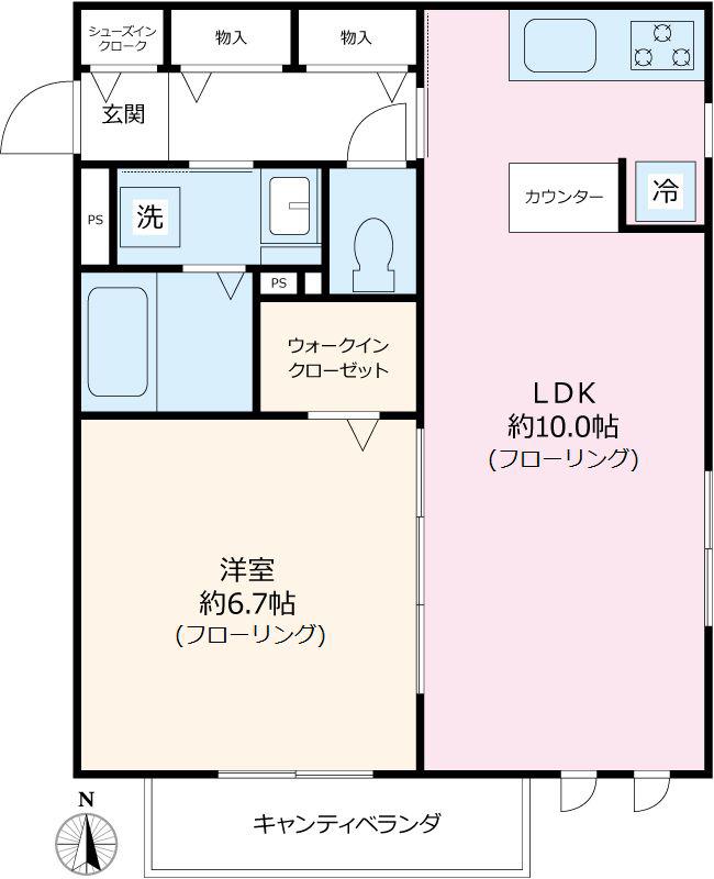 NOBLE目白台(1LDK/2階)の間取り写真