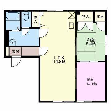 長良シュロス B(2LDK/1階)の間取り写真