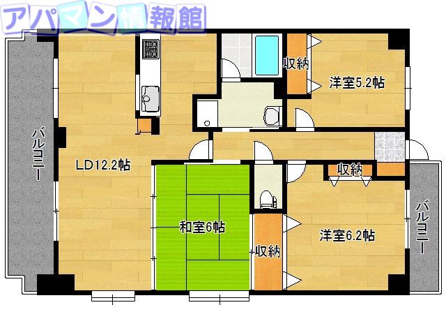 リファーレ新和(3LDK/3階)の間取り写真