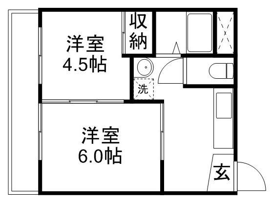 サンエイビルC館(2DK/3階)の間取り写真