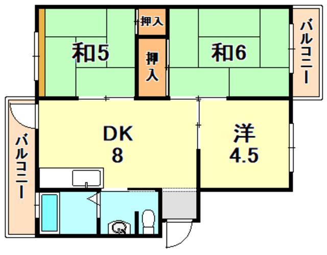 上高丸厚生年金3号棟(3DK/5階)の間取り写真