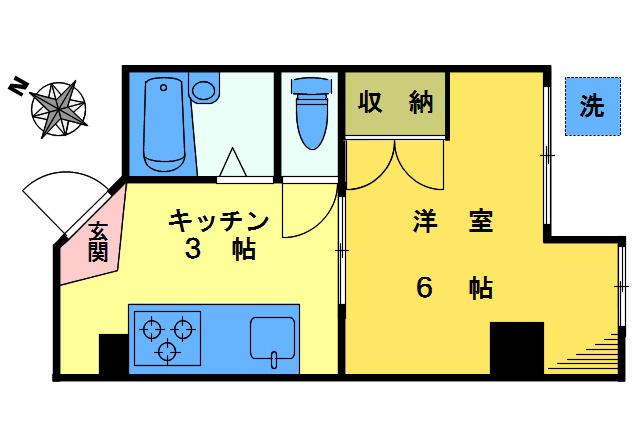 ケイフラット(1K/1階)の間取り写真