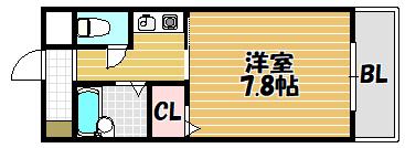 ウイングコート東大阪(1K/4階)の間取り写真