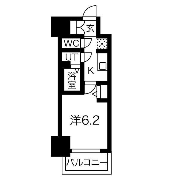 メイクス熱田神宮(1K/10階)の間取り写真
