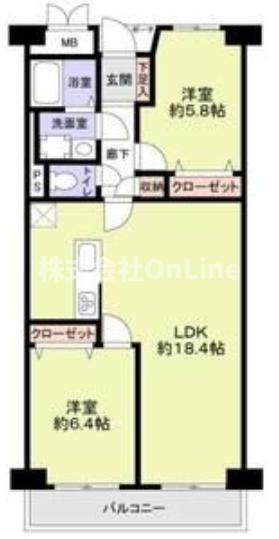 谷町グランドハイツ(2LDK/9階)の間取り写真