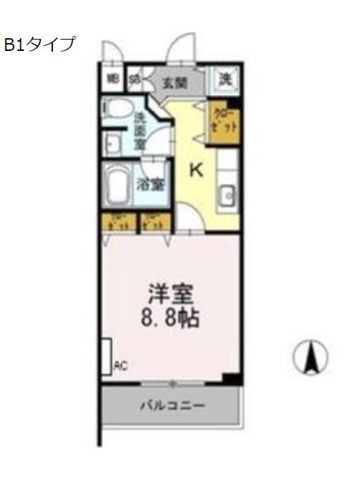 カスタリア堺筋本町(1K/7階)の間取り写真
