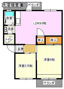 栄和マンション(2LDK/1階)の間取り写真
