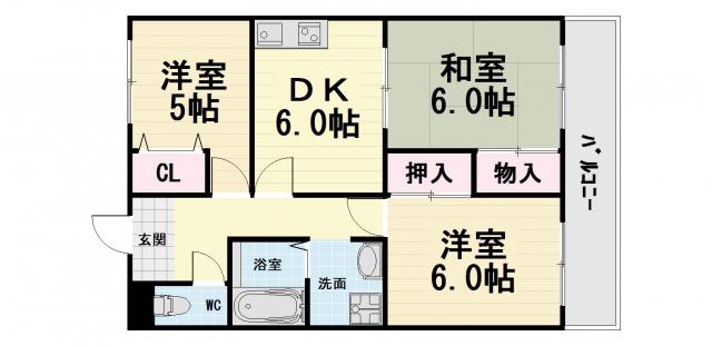 ノーザンライツIII(3DK/3階)の間取り写真