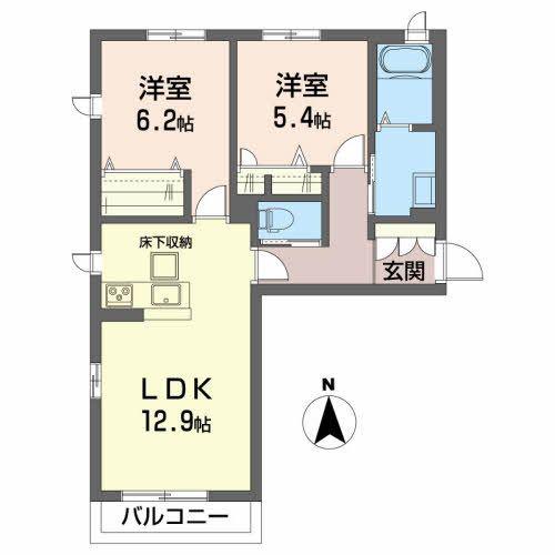 シャーメゾン薬師堂II(2LDK/2階)の間取り写真
