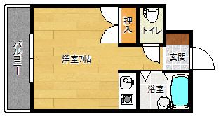 アパートメント二階(1K/3階)の間取り写真