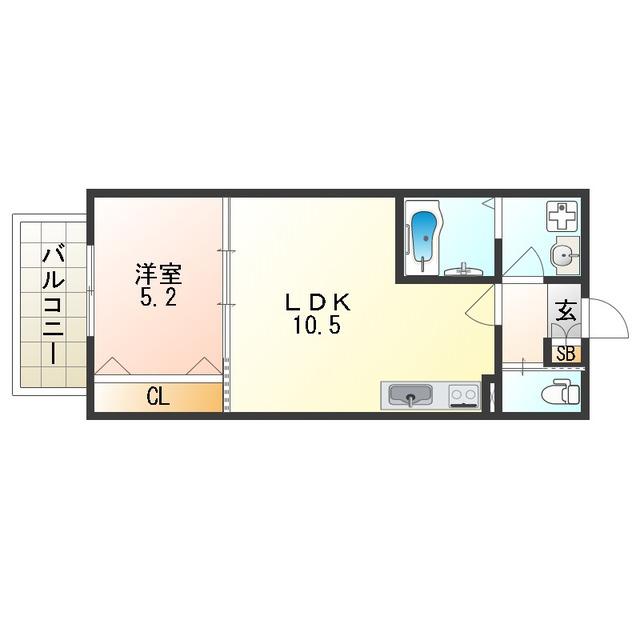 カーサ九宝(1LDK/1階)の間取り写真
