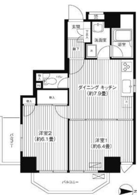 コスモリード西日暮里(2DK/3階)の間取り写真