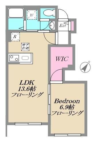 リバーサイドヴィレッジⅢ(1LDK/1階)の間取り写真
