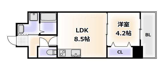 グランパシフィック帝塚山INNOVATION(1LDK/9階)の間取り写真