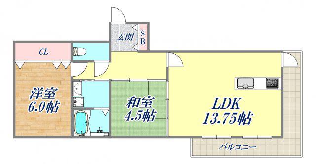 ソレイユ(2LDK/2階)の間取り写真