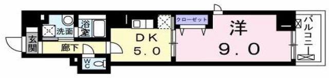 ミッド ヴィラ レジデンス(1DK/5階)の間取り写真