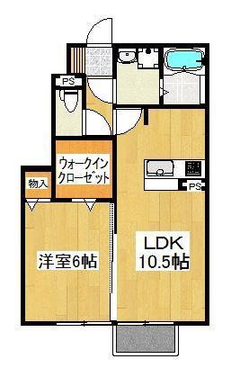 モンシャトー・ウィステリア(1LDK/1階)の間取り写真