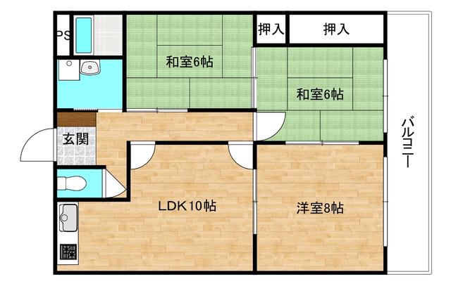高垣ハイツ(3LDK/1階)の間取り写真