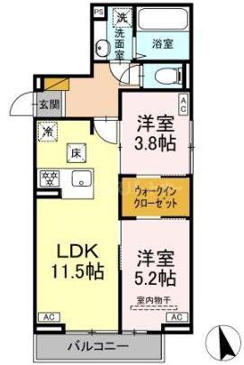 D-SOLACE津田沼II(2LDK/1階)の間取り写真