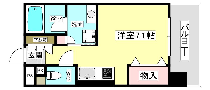 ジオエント西宮北口(ワンルーム/10階)の間取り写真