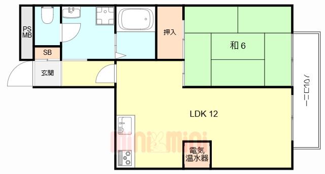 篠原リッチライフ壱番館(2LDK/3階)の間取り写真