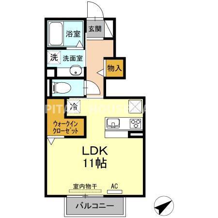 ウッドイン(ワンルーム/1階)の間取り写真