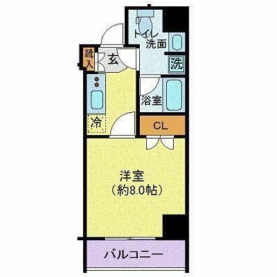 アイムズ芝大門(1K/2階)の間取り写真
