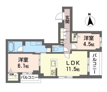 目黒ガーディアンヒルズ(2LDK/4階)の間取り写真