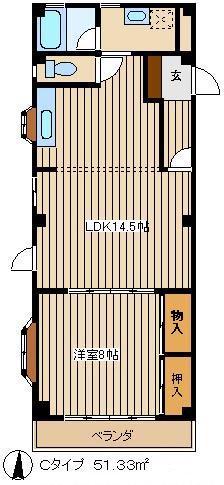 シャローム東町(1LDK/2階)の間取り写真