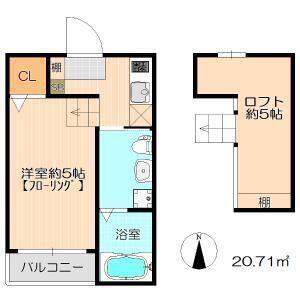 リヴェール本陣(1K/2階)の間取り写真
