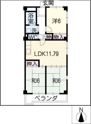 アネックス神宮寺北(3LDK/4階)の間取り写真