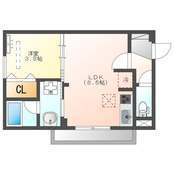 ガーデンアークC(1LDK/1階)の間取り写真