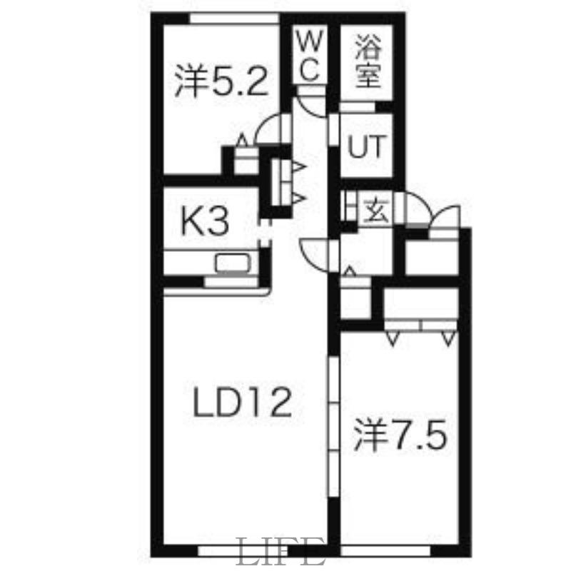 グレース平和(2LDK/1階)の間取り写真