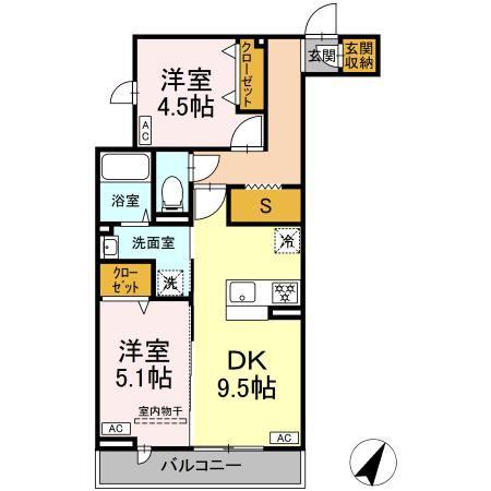 セレスティア柴又VII(2DK/3階)の間取り写真