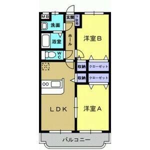 グリーンヒルズ(2LDK/1階)の間取り写真